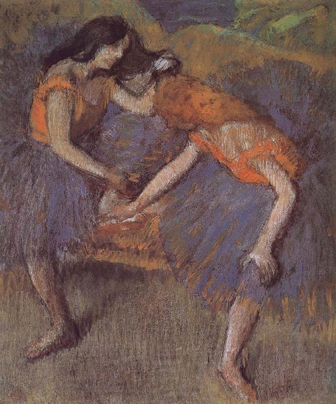 Edgar Degas Two dance wear yellow dress China oil painting art